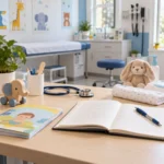 Consultorio pediátrico preparado para una consulta de demostración